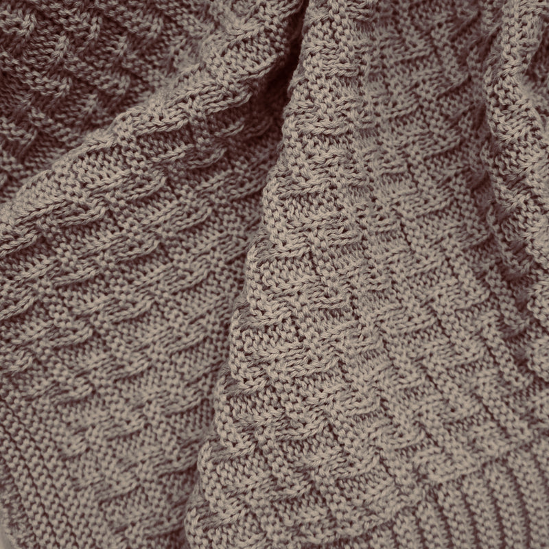Baby-Decke aus Bio-Baumwolle, gestrickt, Fb. taupe