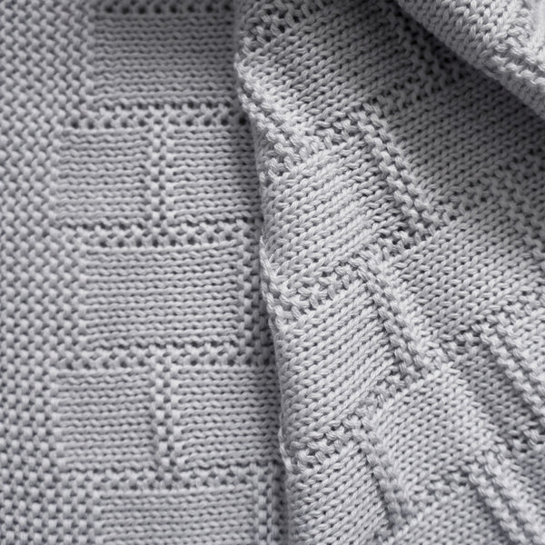 Baby-Decke aus Bio-Baumwolle, gestrickt, Fb. silver